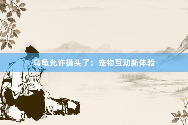 乌龟允许摸头了：宠物互动新体验